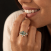 Nature Inspired Oval Cut Moss Agate Marquise Cluster Bridal Set