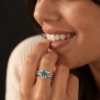 Oval Cut Moss Agate & Alexandrite Cluster Bridal Ring Set