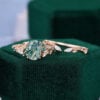 Oval Cut Moss Agate Nature Inspired Olive Leaf Bridal Set With Lab Emeralds Accents (5)