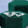 Oval Cut Moss Agate Snowdrift Cluster Bridal Set (4)