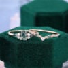 Pear Cut Moss Agate Bridal Ring Set With Leaf Accents (2)