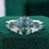 Pear Cut Moss Agate Nature Inspired Bridal Set With Alexandrite Accents (1)
