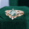 Princess Cut Moss Agate Eternal Knot Bridal Set (3)