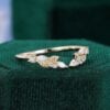Ships Now Marquise & Round Cut Moissanite Leaf Open Curved Wedding Band in 10K Yellow Gold (Size 7 (2)