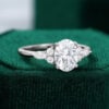 Ships Now Oval Cut Moissanite Classic Side Stone Engagement Ring in 14K White Gold (Size 7 (2)