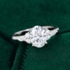 Ships Now Oval Cut Moissanite Classic Side Stone Engagement Ring in 14K White Gold (Size 7 (3)