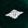 Ships Now Oval Cut Moissanite Classic Side Stone Engagement Ring in 14K White Gold (Size 7 (4)