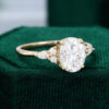 Ships Now Oval Cut Moissanite Classic Side Stone Engagement Ring in 18K Yellow Gold (Size 5 (4)