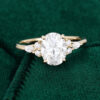 Ships Now Oval Cut Moissanite Classic Side Stone Engagement Ring in 18K Yellow Gold (Size 5 (5)