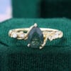 Ships Now Pear Cut Moss Agate Nature-Inspired Leaf Engagement Ring in 10K Yellow Gold (Size 5US) (1)