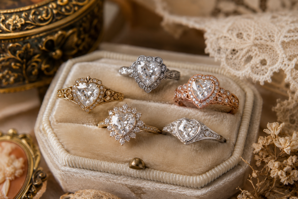 Best Vintage Heart Shaped Engagement Rings that Worth Trying