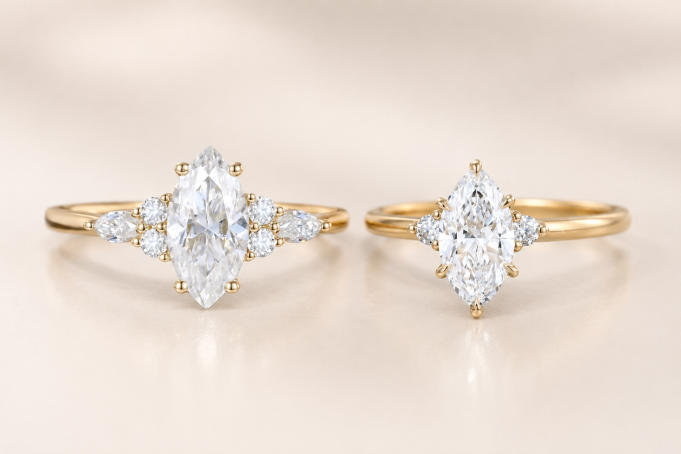 cluster vs side stone engagement ring