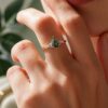 Kite Cut Moss Agate Nature Inspired Engagement Ring with Alexandrite & Tanzanite Accents (2)