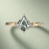 Kite Cut Moss Agate Nature Inspired Engagement Ring with Alexandrite & Tanzanite Accents (3)