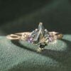 Kite Cut Moss Agate Nature Inspired Engagement Ring with Alexandrite & Tanzanite Accents (4)