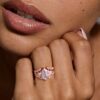 Long Hexagon Cut Moissanite Bridal Ring Set 2PCS Cluster Engagement Ring Set (2)