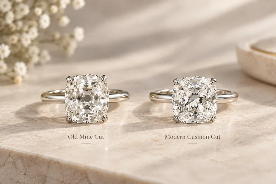 Old mine vs cushion cut engagement ring