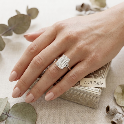 1.40 Ratio for an Emerald Cut Diamond Engagement Ring