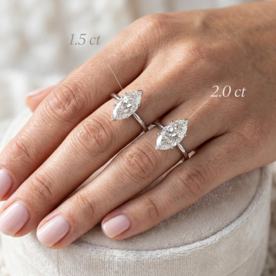 1.5 ct vs 2 ct Marquise Diamond Carat Size on Hand