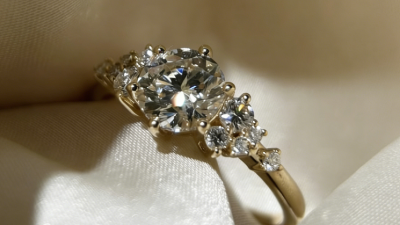 round cut lab diamond engagement ring