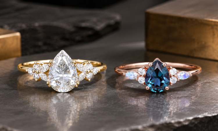 Alexandrite vs Diamond Engagement Ring