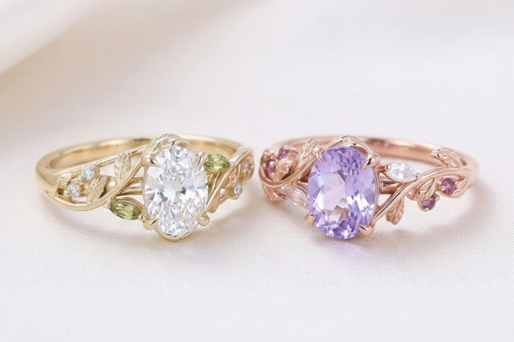 Amethyst vs Diamond Engagement Rings