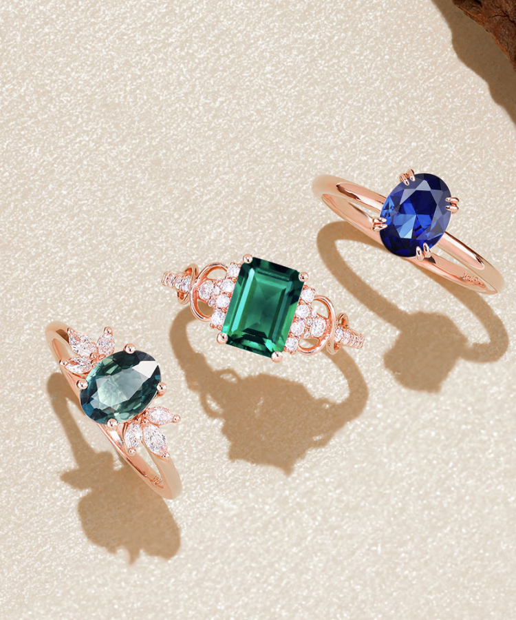 Different Styles Rose Gold Gemstone Rings