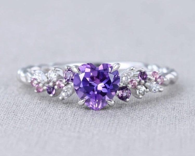 Heart Amethyst Ring