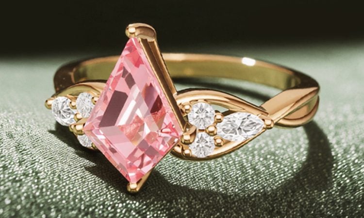 Kite Cut Pink Sapphire Cluster Engagement Ring (4)