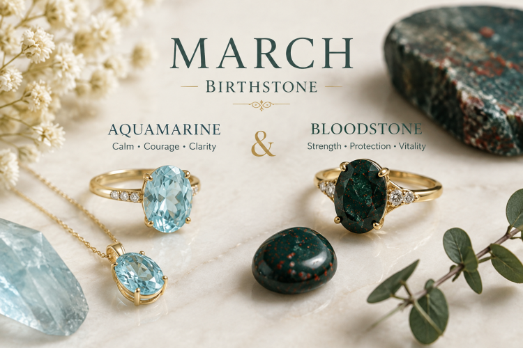 March Birthstone- Aquamarine & Bloodstone