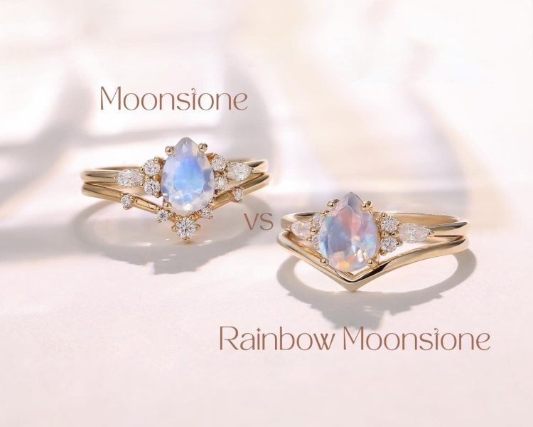 Moonstone vs Rainbow moonstone Moonstone vs Rainbow moonstone