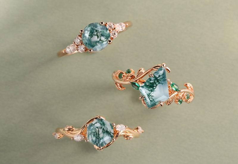 Moss Agate Promise Rings