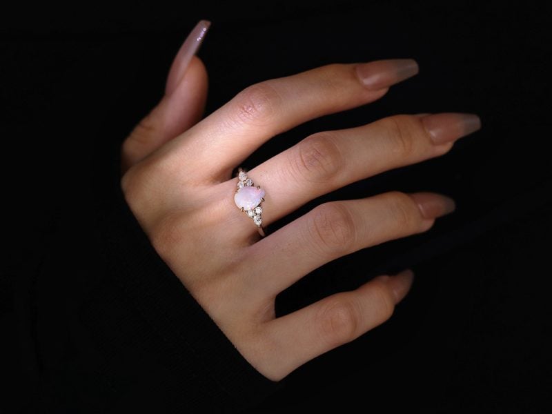 Pear Shaped Opal Engagement Ring Promise Gift For Her