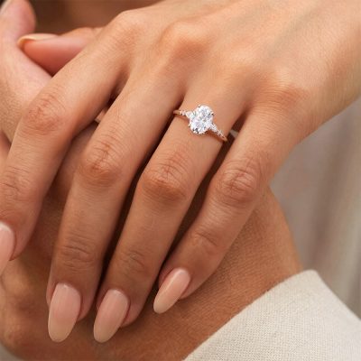 A DEF Color 1.5 Carat Oval Cut Moissanite Engagement Ring