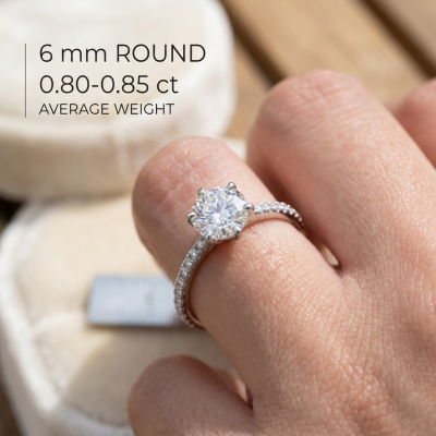 A 6 mm Round Diamond Ring (0.80 to 0.85 Carat)