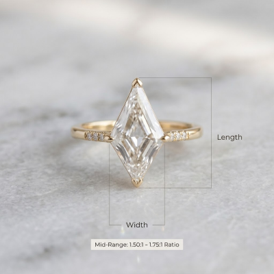 A Kite Cut Engagement Ring with a Mid-Range Ratio
