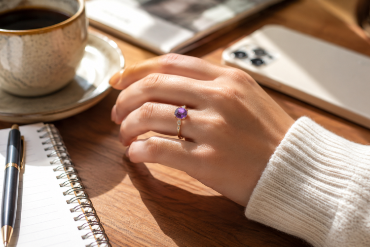 amethyst ring during everyday activities