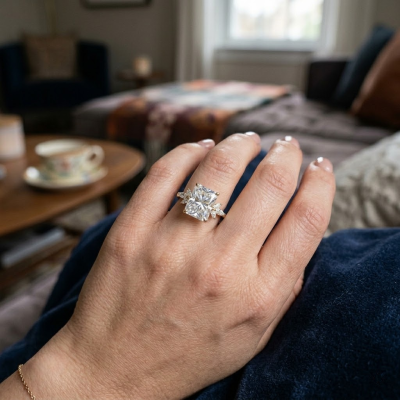 Brilliant Sparkle of Radiant Moissanite Engagement Ring