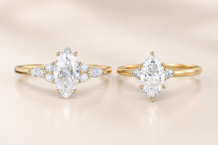 cluster vs side stone engagement ring