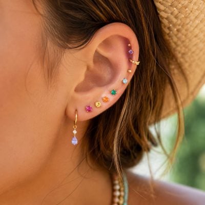 Colorful Summer Gemstone Earring Stack