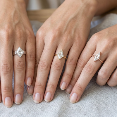 Comparing Different Ratio for a Kite Engagement Ring on the Hand