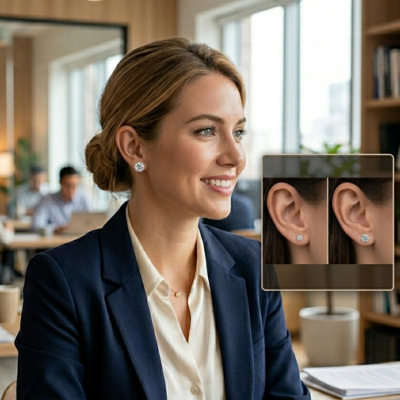 Diamond VS Moissanite Studs for Office Outfit