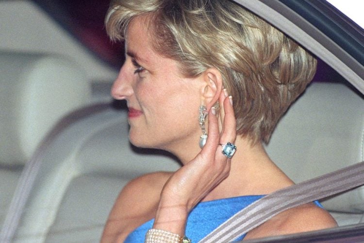 diana princess wears an emerald cut aquamarine