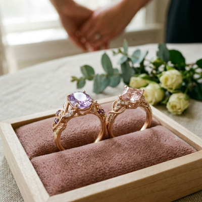 Different Gemstones On Engagement Rings with a Shared Metal