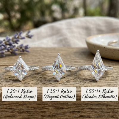 Different Length-to-Width Ratios of Kite Cut Moissanite Ring