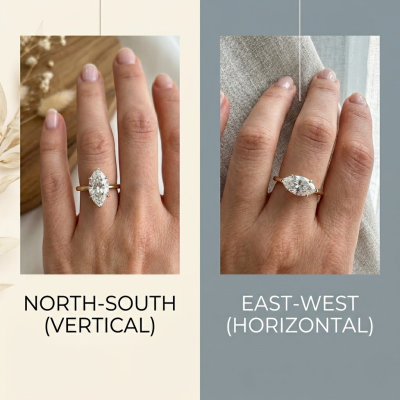 Different Orientation for Marquise Cut Moissanite Styling