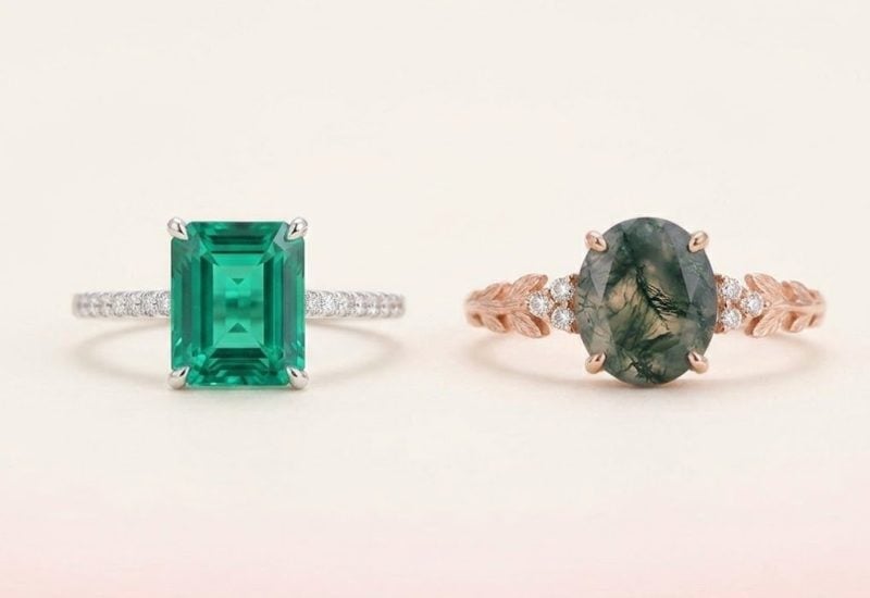 emerald vs moss agate ring
