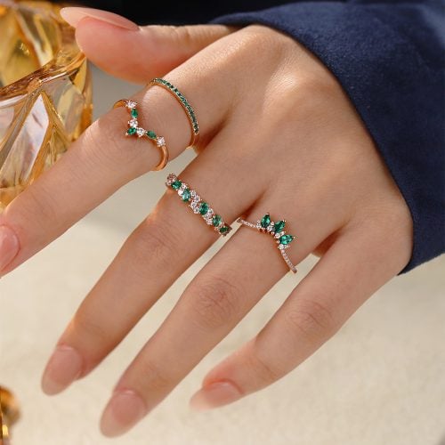 emerald wedding bands