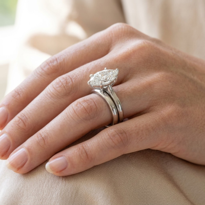 High-Setting Marquise Ring Setting Provides More Room for Pairing Wedding Band