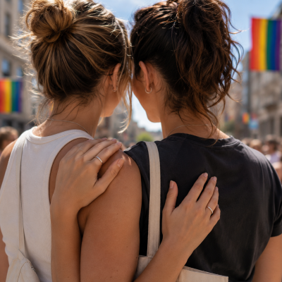 Lesbian Both Wear Engagement Rings to Celebrate Pride